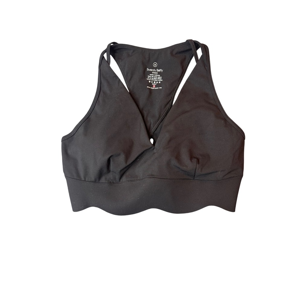 Sweaty Betty Black Scalloped Hem Strappy Racerback Sports Bra SB8557 Size M